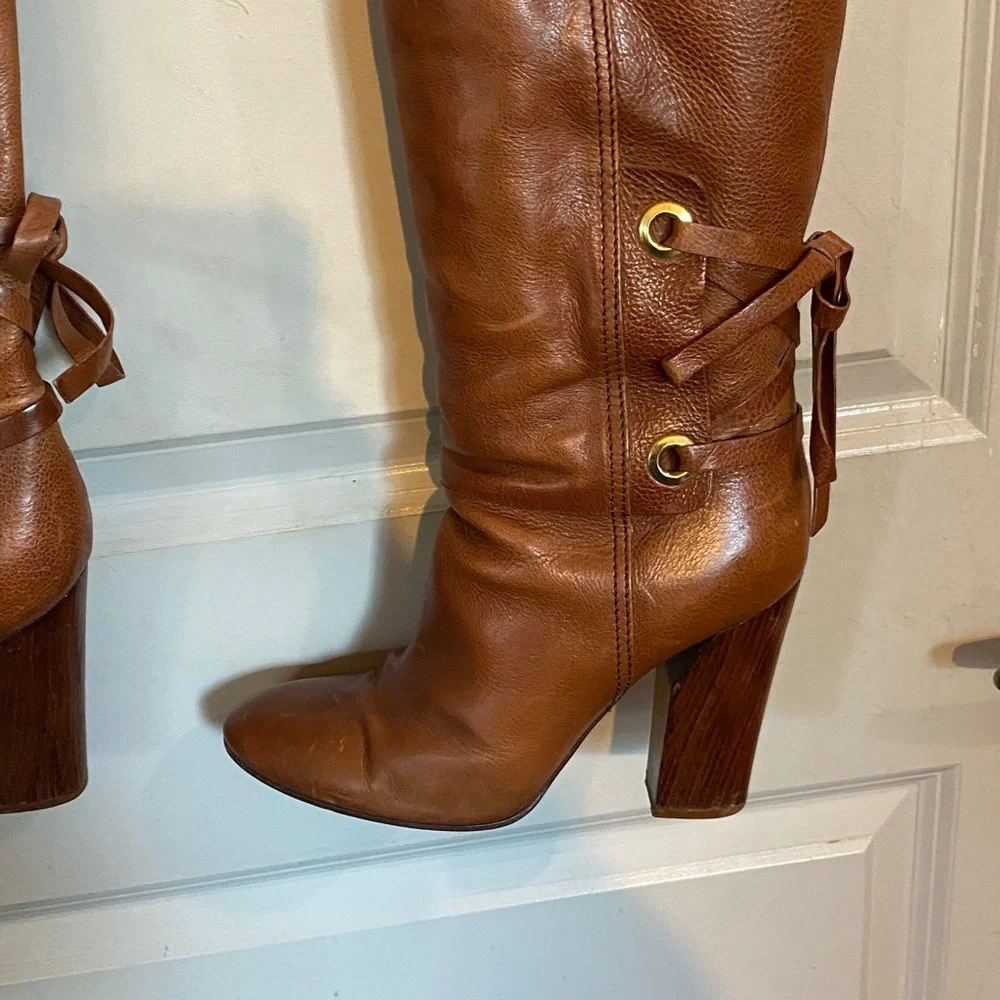 Casadei Brown Leather thigh High Boots size 39